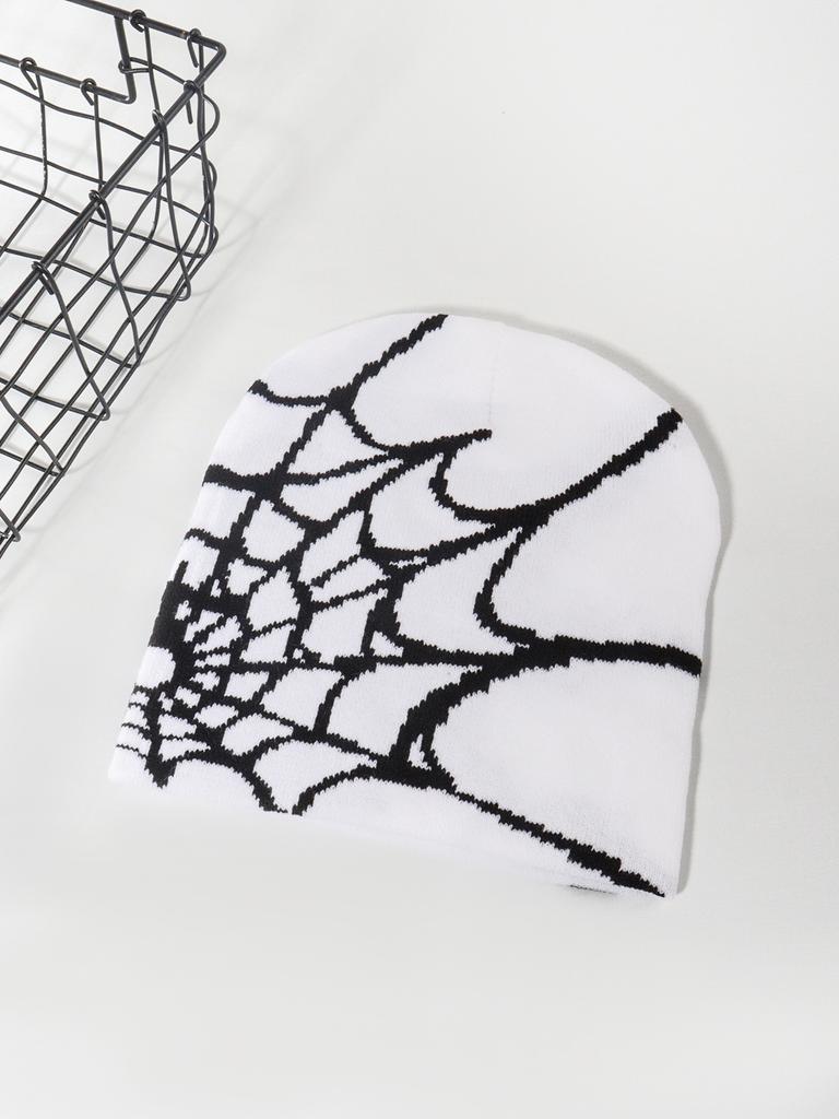 New Spider Web Warm Knitted Jacquard Bean Cap Outdoor Knitted Cold Cap for Men and Women