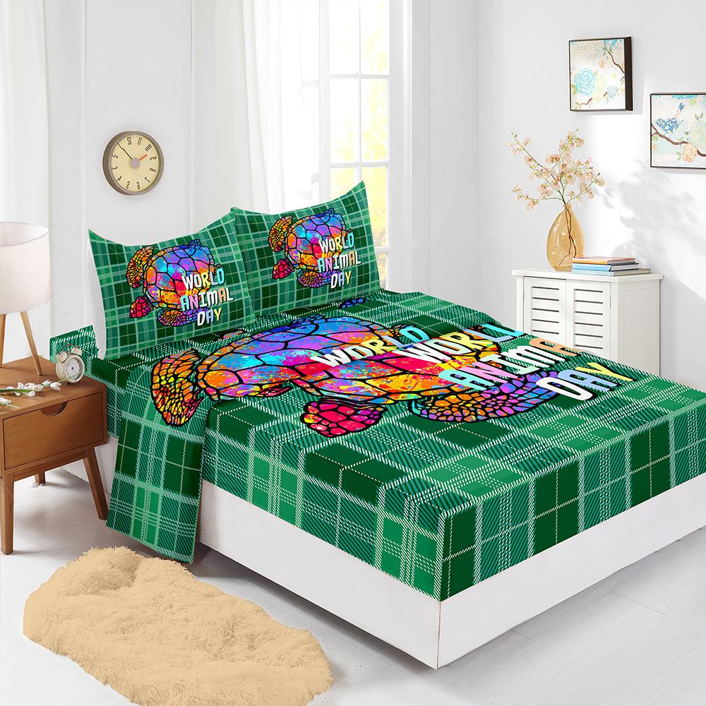 Four-Piece Mattress Set 3D Digital Printing Mattress Protective Cover Animal Cow Mattress