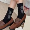 Diamond-shaped Wool Socks, Mid-calf Socks, Autumn and Winter Women's Casual Thickened Warm Women's Socks, Pile Socks