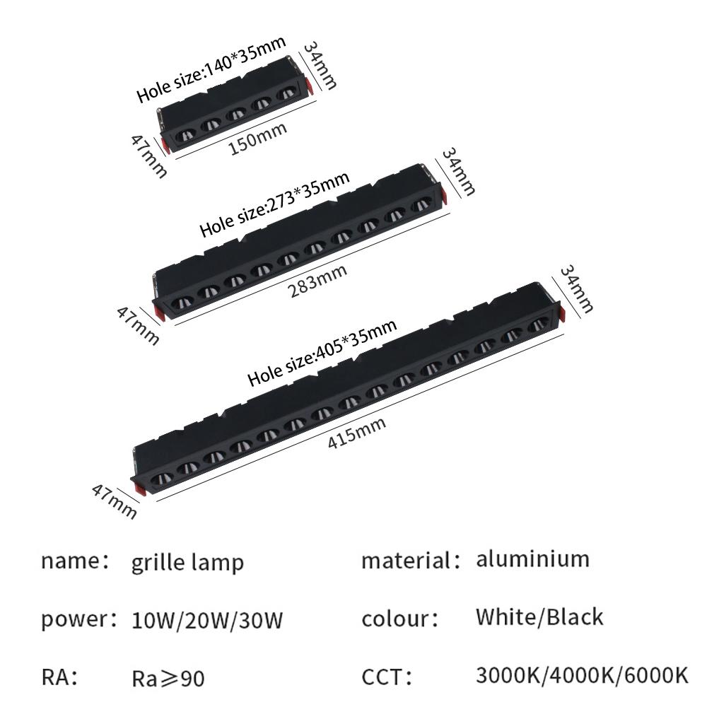 Dimmable LED Downlight 10W 20W 30W AC220V 110V Iling Lights Ressed Grille Lamp Line Lights Indoor Lighting LED Spot Lamp