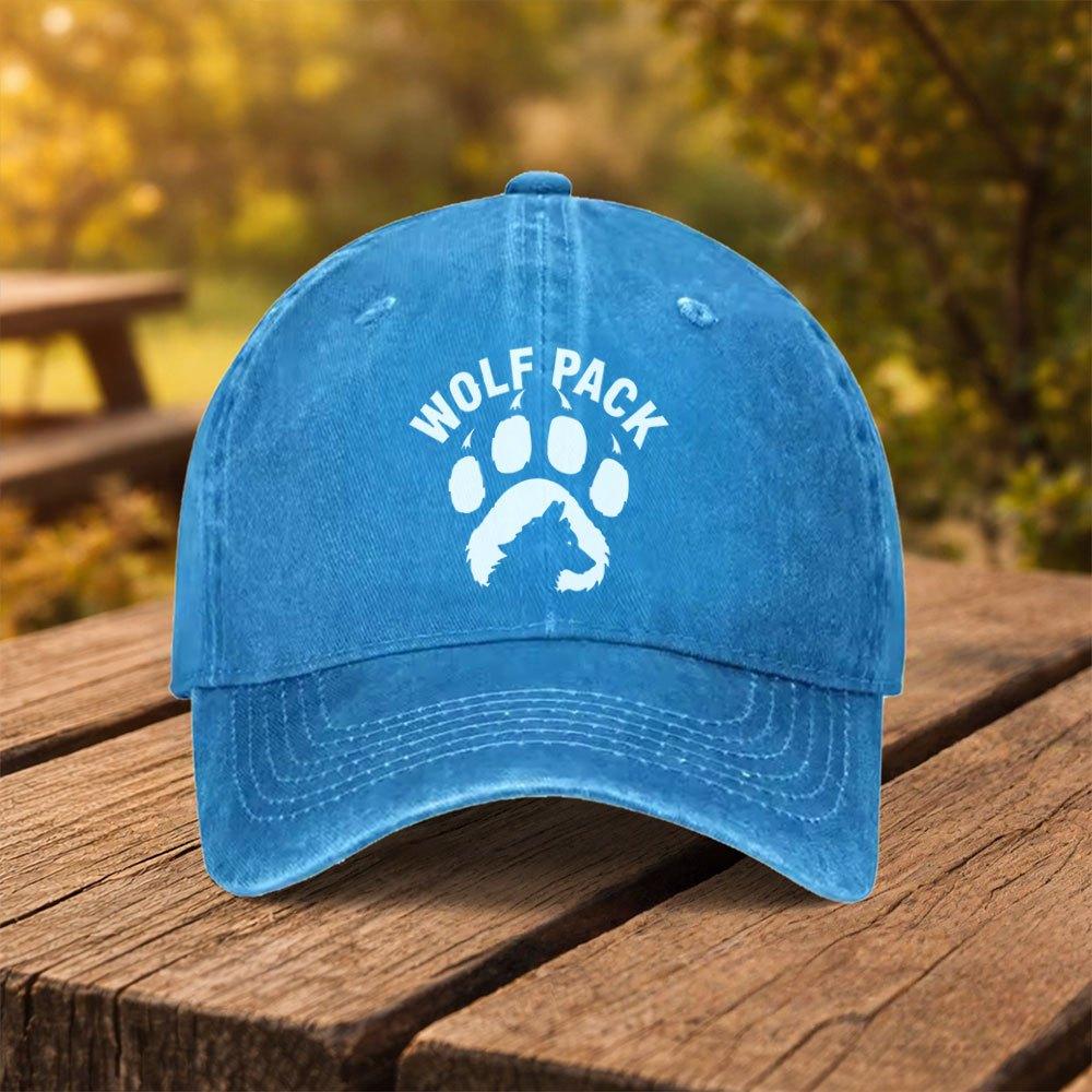 Wolf Pack Paw Print Baseball Cap Unisex Duckbill Hat for Outdoor Sports Fitness Travel