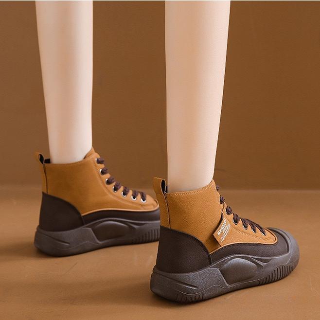 Women Vulcanized Shoes Winter New Lace-up Light Weight Round Toe Casual Thick Sole Non-slip Women's Shoes Fashion