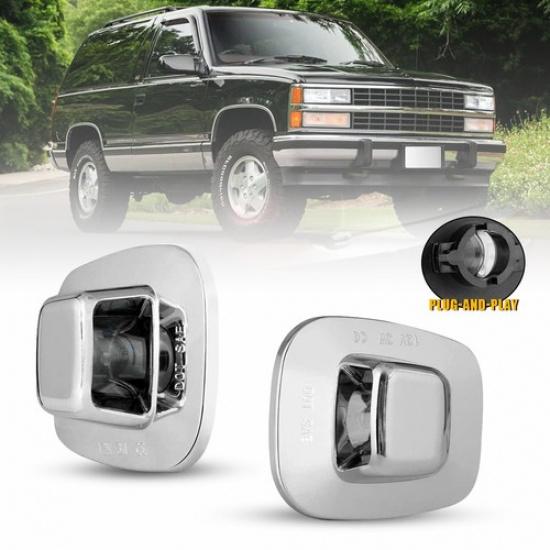 2X Chrome OE Bumper License Plate Light Lamp Housing for GMC Chevrolet Truck EOA