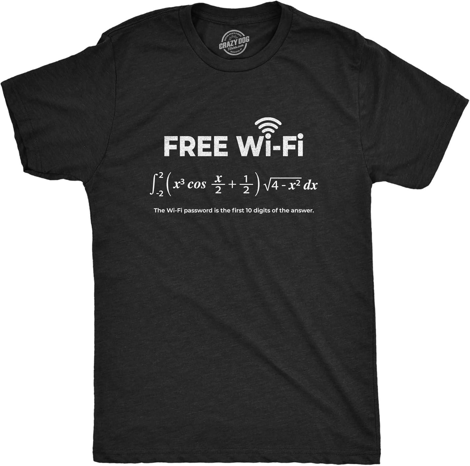 

Mens Free WiFi Tshirt Funny Nerdy Math Equation Graphic Novelty Tee XXXXXL чорний