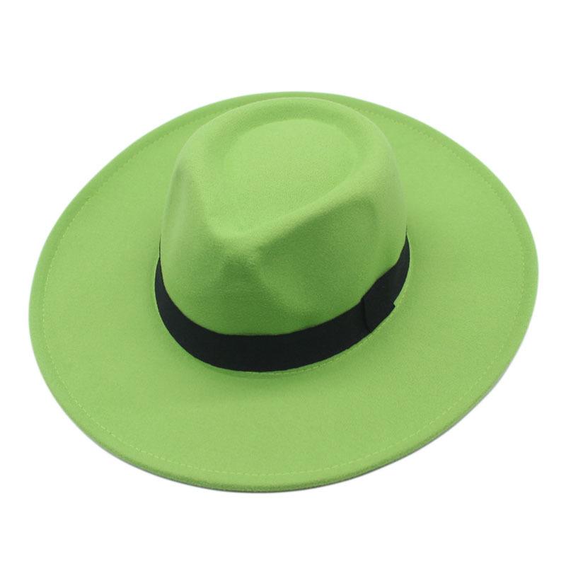 European and American Felt Hat Big Edge Cm Woolen Top Hat Autumn and Winter Square Black Webbing Men's and Women's Jazz Hat