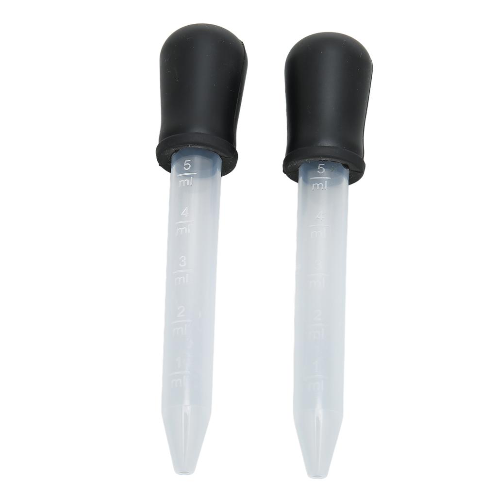 2pcs Liquid Dropper 5ml Capacity Safe Reliable Light Weight Compact Portable Pipettes for Scientific ExperimentsBlack