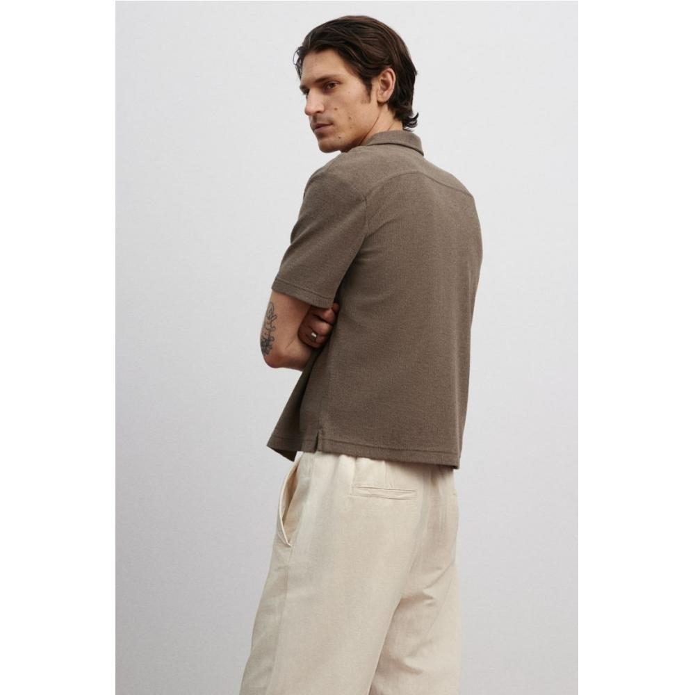 H M Regular Fit sHort Sleeve Jersey sHirt Brown