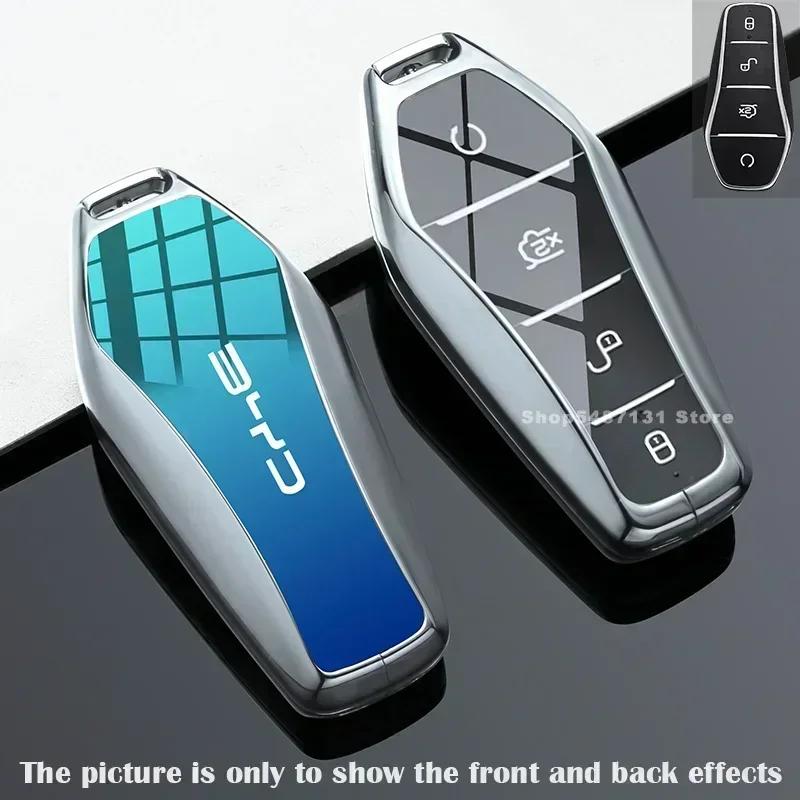Fashion Zinc Alloy Car Remote Key Case Full Cover Shell Key Bag Protection Key buckle for BYD ATTO 3 Yuan Plus Accessories