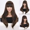 Synthetic Long Hair Wigs for Women Straight Wig with Bangs Natural Hairstyle Full Wig Mixed Blonde Long Wigs Costume