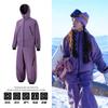 Unisex Waterproof Ski Suit Set Purple Black Thermal Insulated Snow Pants Jacket Winter Sports Outdoor Adventure