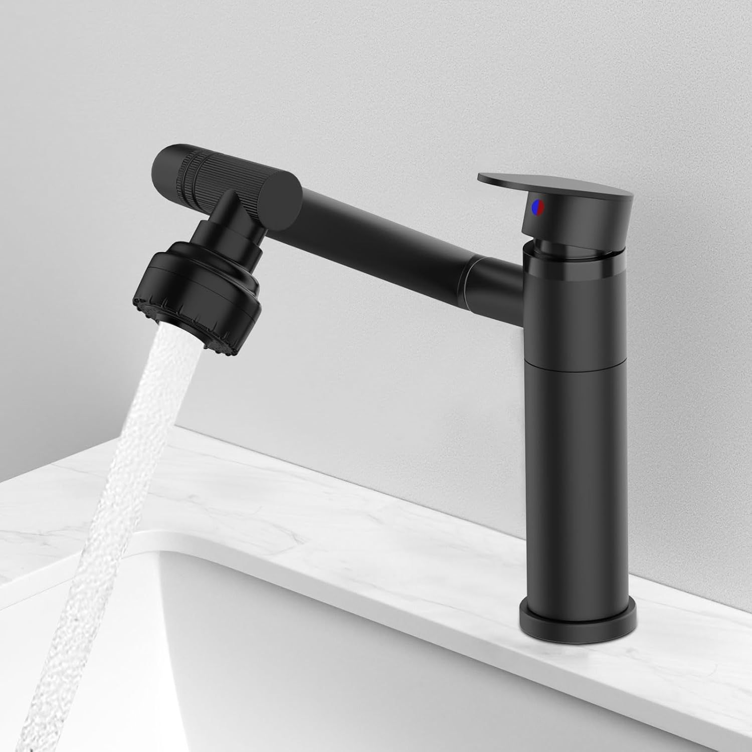 

Смеситель для ванной, вращающиеся на 1080° фитинги для ванной с 2 шлангами G3/8, смеситель для раковины с 2 режимами подачи воды, смеситель горячей и холодной воды с батареей для ванной кухни чёрный