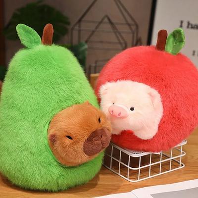 Non-Toxic 2-In-1 Baby Avocado Capybara Plush Toy Stuffed Creative Into Fruit Transform 25/35Cm Apple Pig Cuddly Doll For Kid Birthday Gift