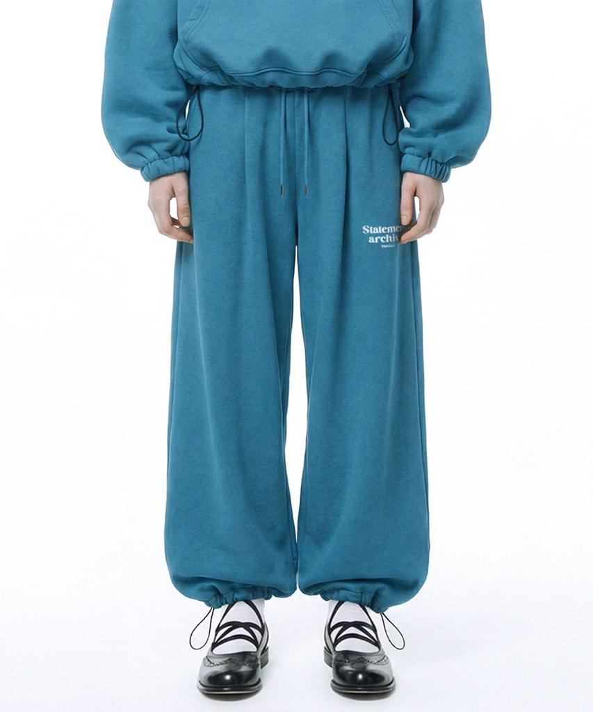 PRINOAR Statement String Single-Pleat Wide Pants - Peacock Green