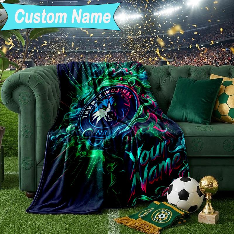 Custom Name Blanket Timberwolves Logo Blanket Bedding Blanket for Travel, Camping, Living Rooms, Offices, Sofas, Fan Christmas gift