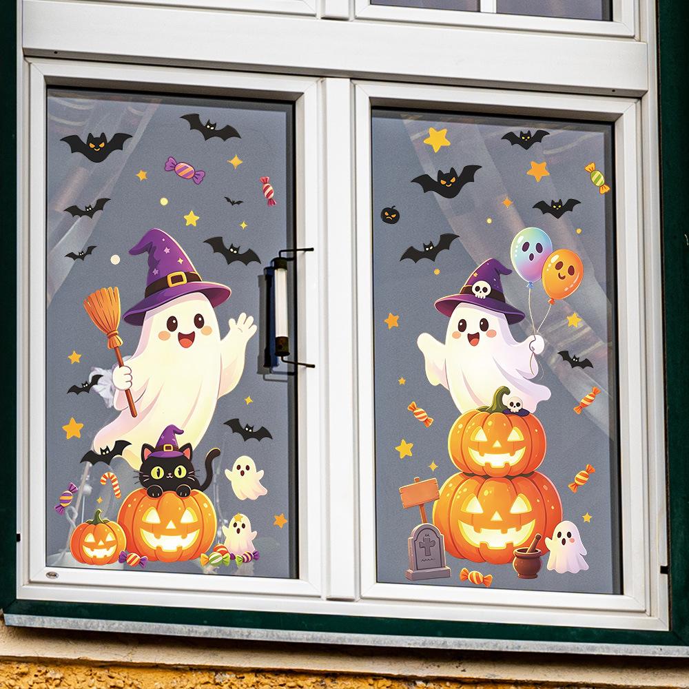 Cartoon Halloween Ghost Bat Outdoor Balcony Glass Window Home Decoration and Beautification Window Stickers