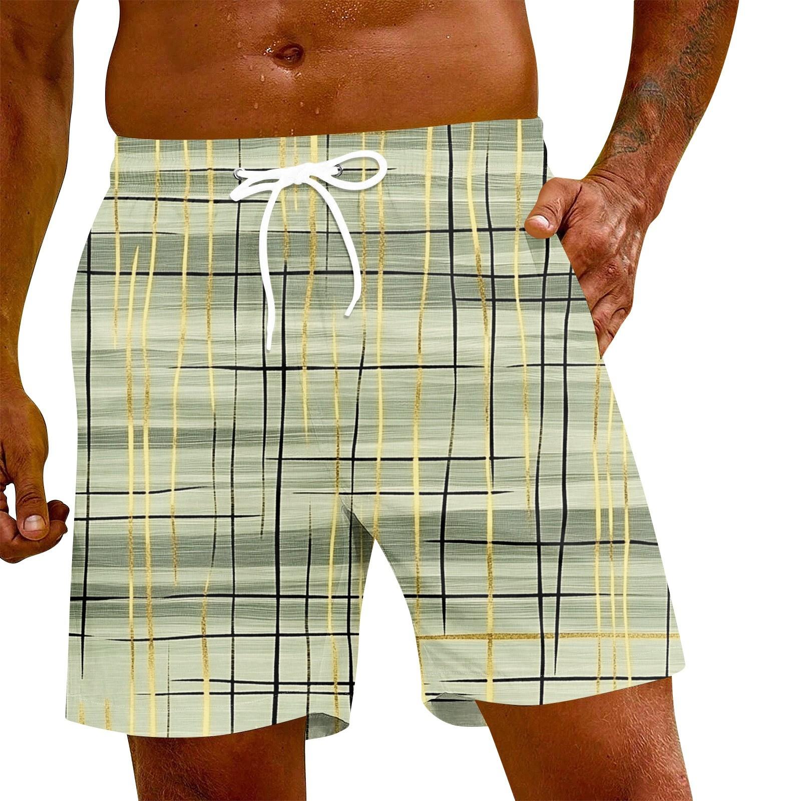 

Мужские модные повседневные штаны для йоги с принтом и эластичным поясом, пляжные шорты XXXXXL золотой