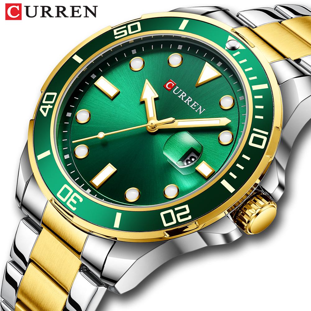 Curren Karyen Men's Waterproof Quartz Steel Band Business Casual Watch with Calendar