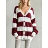 Women's clothing autumn and winter new lazy wind striped knitted sweater long-sleeved breasted cardigan sweater jacket