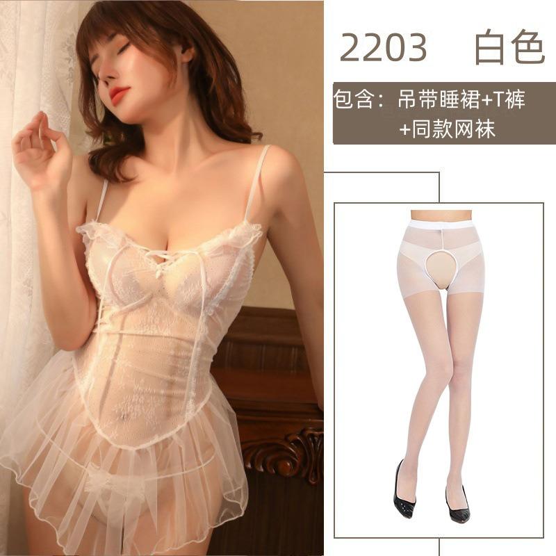 Sex Underwear Sexy Lace Dress Women's Large Size Mesh Perspective Suspender Passion Suit