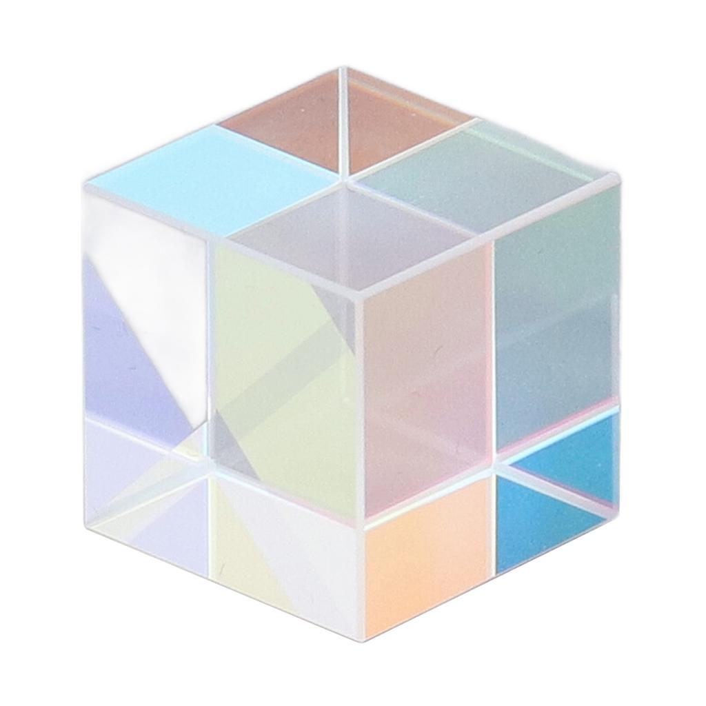 Dichroic Cube Prism Colorful Glass Cube Prism for Physics Teaching Research Decoration Art Education 18x18x18mm