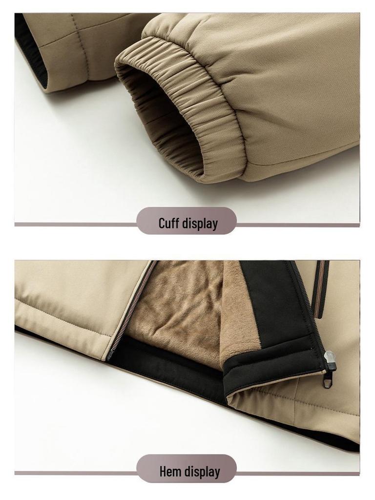 Hengyuanxiang Herren Stehkragen Jacke: Mittleres Alter & Ältere, Mit Samt, Warm, Lässige Herbst/Winter Oberbekleidung
