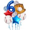 9pcs Baseball Themed Aluminum Foil Balloon Set 32inch Digital Pentagram Glitter Ball Children's Birthday Party Decoration