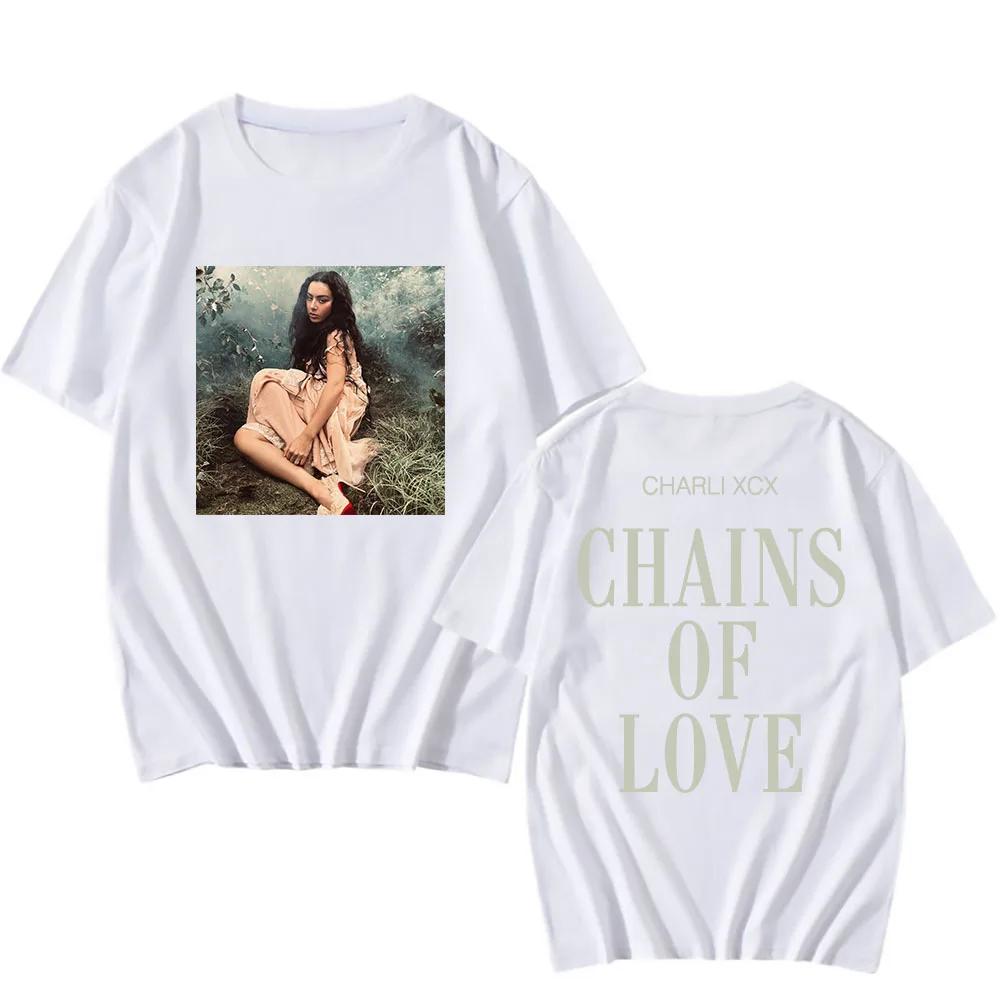 Футболка CHAINS OF LOVE Charli Xcx Wuthering Heights Хлопок Короткий рукав Певец Графическая футболка Унисекс Уличная одежда Футболки 4XL