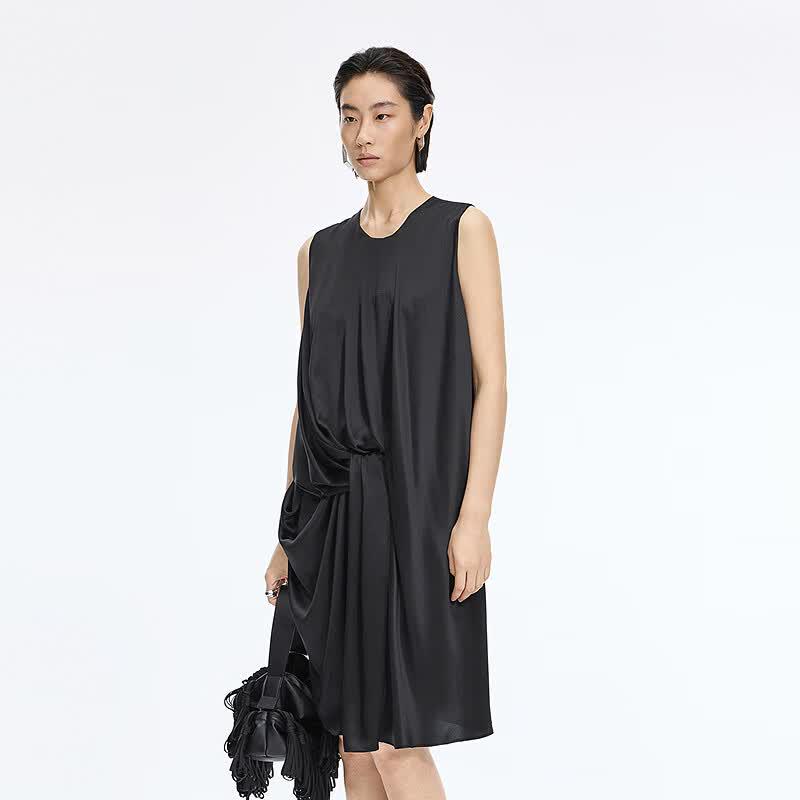 JNBY Sleeveless Round Neck A-Line Silk Dress