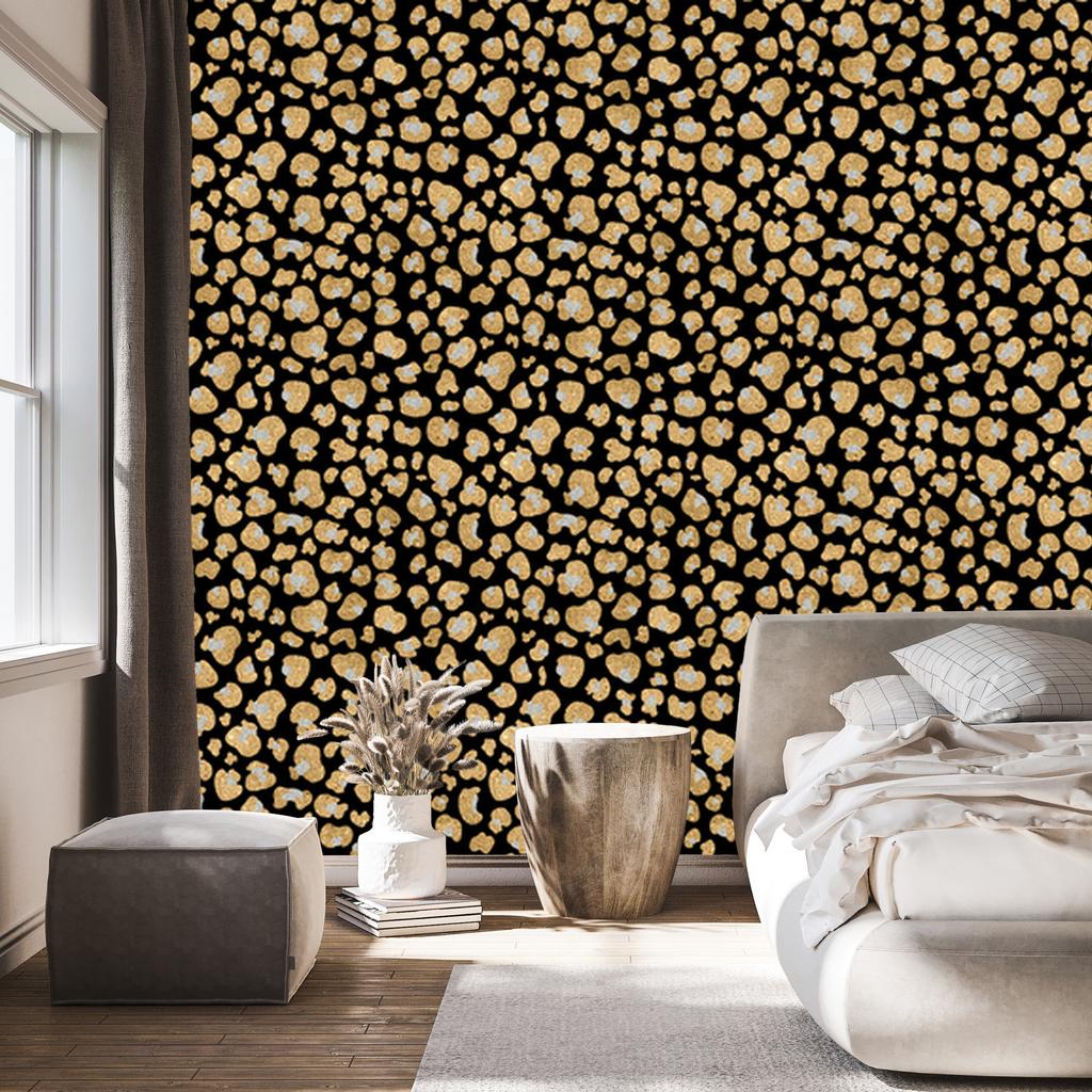 Golden Leather Wallpaper Ochre, Gold and Black for Living Room and Bedroom 50x1000