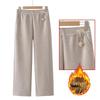 Middle-aged Women's High Waist Velvet-Lined Straight-Leg Warm Wool Pants