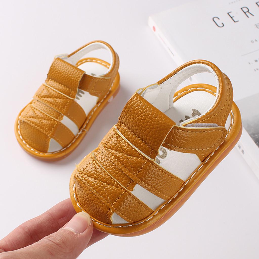Infant Baby Boys Kid Girls Leather Roman Sole Shoes Summer Sandals First Walkers