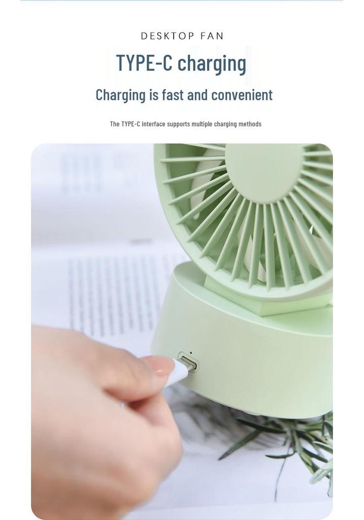 USB Rechargeable Desktop Fan: Mini Portable with 100-Speed, Strong Wind & Low Noise