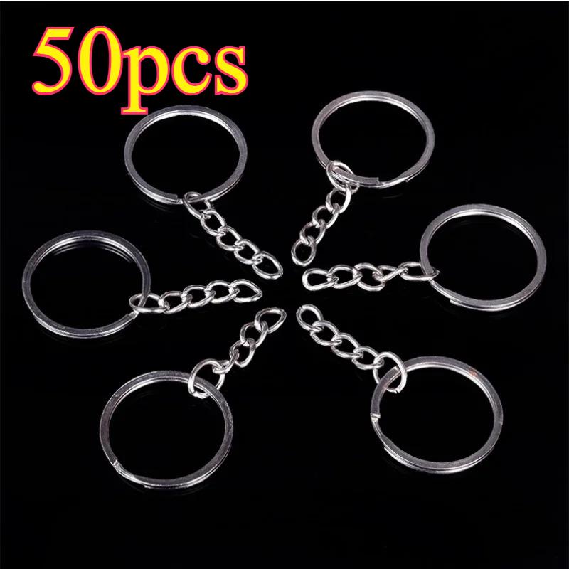 Hama Bead Accessories Metal Keychain with Chain Flat Double-layer Key Ring Hanging Ring Diy Accessories Metal Earth Puzzles Kids