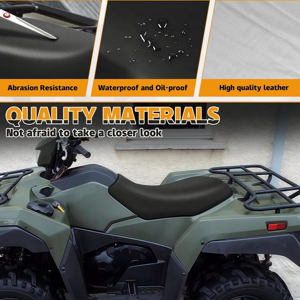 Seat Cover Replacement For 2005- Suzuki King Quad 450 500 700 750ASI LT-A700 LT-A750X 284, Heavy Duty Leather ATV Seat Cover Replacement, Black
