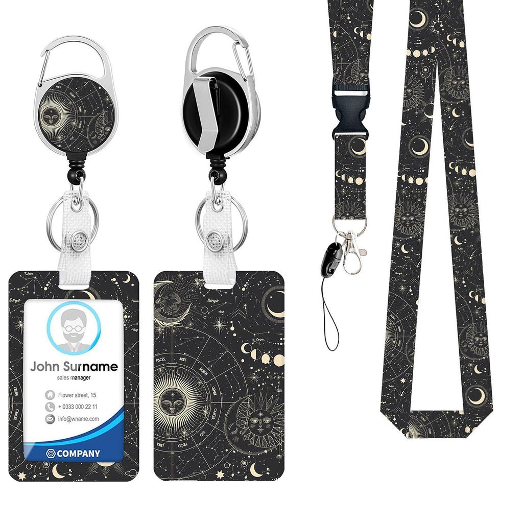 Zinc Alloy Retractable Badge Reel & Epoxy Lanyard ID Holder Set