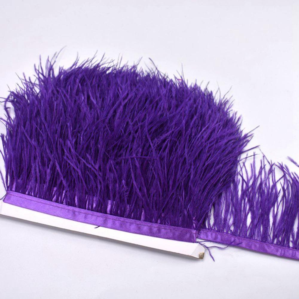 Feather1 Meter Ribbon Tassel Natural Ostrich Feathers 8-10cm Wide Fluffy Texture Ostrich Feathers Trim Sewing Decoration Apparel Fabric