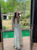 French Holiday Style Sleeveless V-neck Floral Dress Women's Summer Waist Thin A-shaped Skirt Gentle Wind Suspender Long Dress