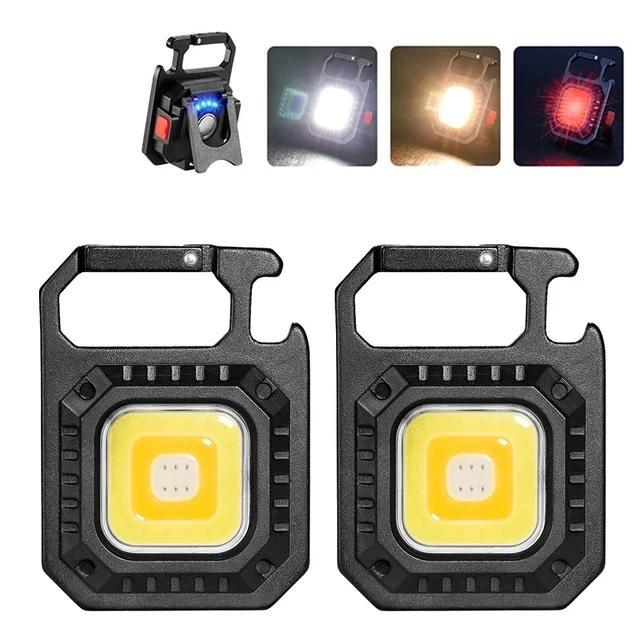 Portable COB Mini Keychain Light Rechargeable Outdoor Multi Functional Maintenance Work Light Emergency Lighting Flashlight