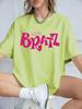 Y2K Pink Bratz Letter Prints Short Sleeve T-Shirts Womens Summer Cotton Tee Shirts Loose O-Neck Comfortable Tops Street Clothes