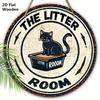 Rustic Wooden Sign with Cute Black Cat Pattern - The Litte Room Round Sign for Pet's Door Hanging Decor - Ideal Home Decoration