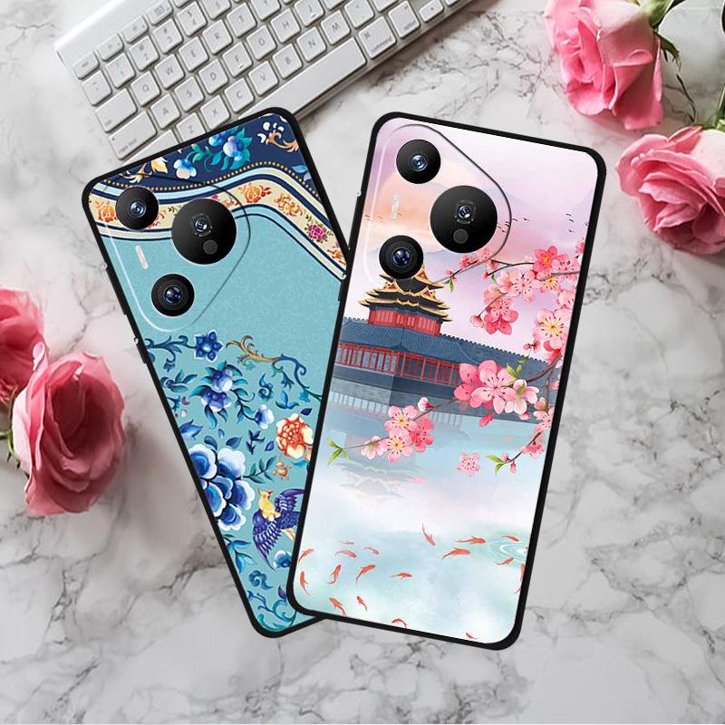Huawei Pura 70 Pro Retro Embossed Texture Phone Case - Soft Color Painting Style