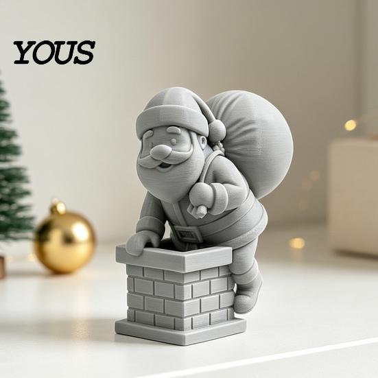 Sturdy PLA Santa Figurine for Collectors 3D Printed Climbing Figurine, Christmas Cute Claus Ornament DIY Craft Holiday with Gift Bag Home Office