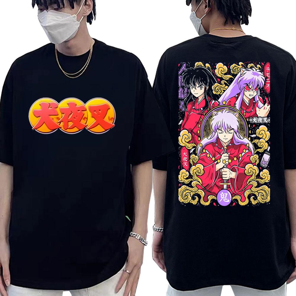 Anime Inuyasha Sesshoumaru Higurashi Kagome T-shirts Men Women Casual Tee TopsCotton Short Sle