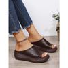 Womens New Summer Peep Toe Solid Color Wedge Slippers European and American Style