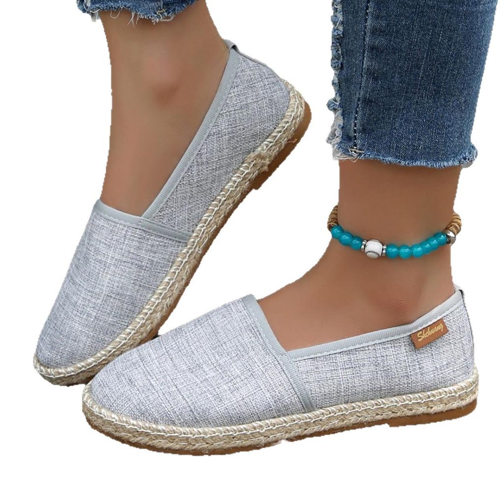 Comfortable Canvas Flat Shoes Women Breathable Non-Slip Espadrille Shoes Woman  Summer Solid Color Shallow Casual Flats