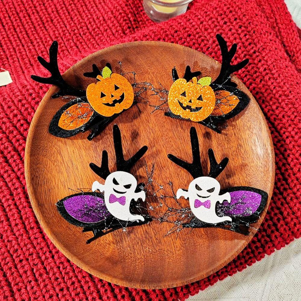 Fashion Children Barrettes Pumpkin Ghost Deer Antlers Double Ponytail Side Clip  Lolita Girl