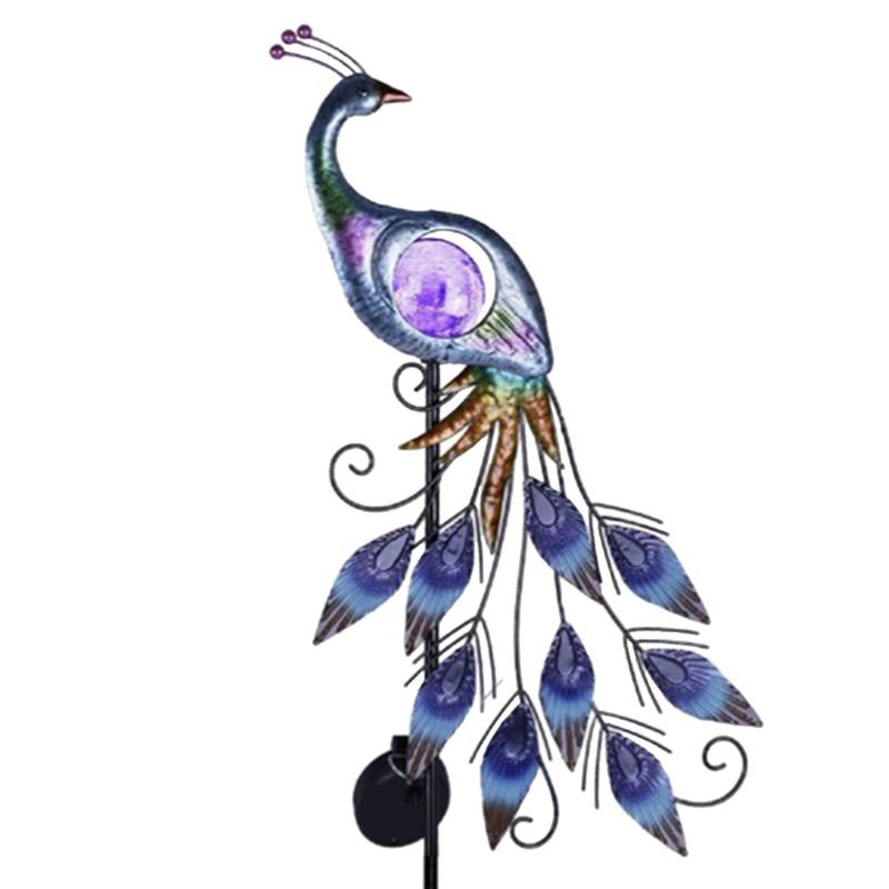 Solar Peafowl Metal Path Lights Vibrant Garden Illumination LED Solar Lamp Waterproof Metal Peafowl Yard Art Enhances Pathway