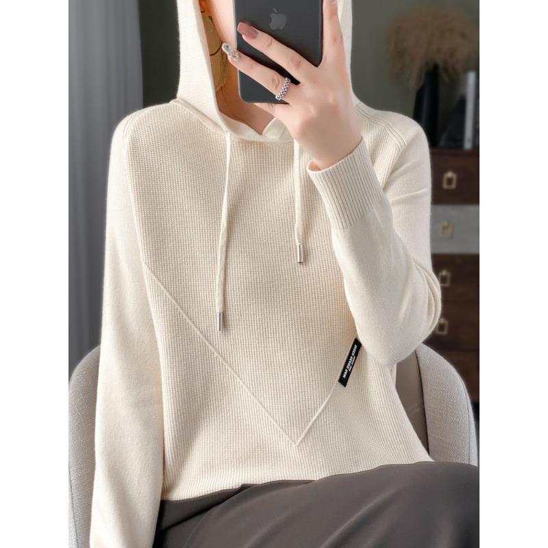 Niche design black label osmanthus needle knitted sweater women's lazy style loose and thin hoodie sweater jacket