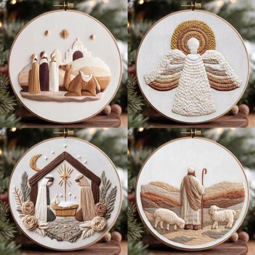 Christmas Cross Stitch Nativity Scene Embroidery Kit Cross Stitch Set DIY DIY Religious Vintage Embroidery Handmade