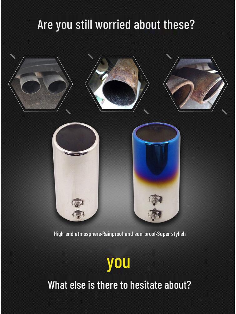 Universal Stainless Steel Exhaust Tailpipe for Cars (6.8-7.3CM)
